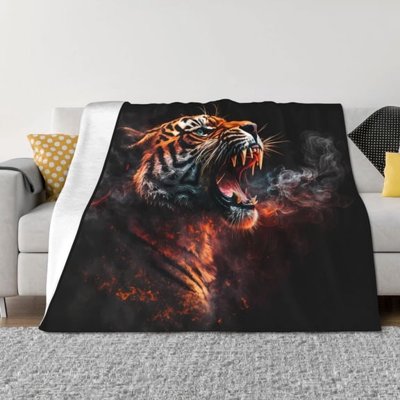 Vsdgher Cool Tiger Pattern Fleece Throw Blanket, Horizontal Fleece Bedding Home Decor for Couch & Bed All Season Use -40"x30"