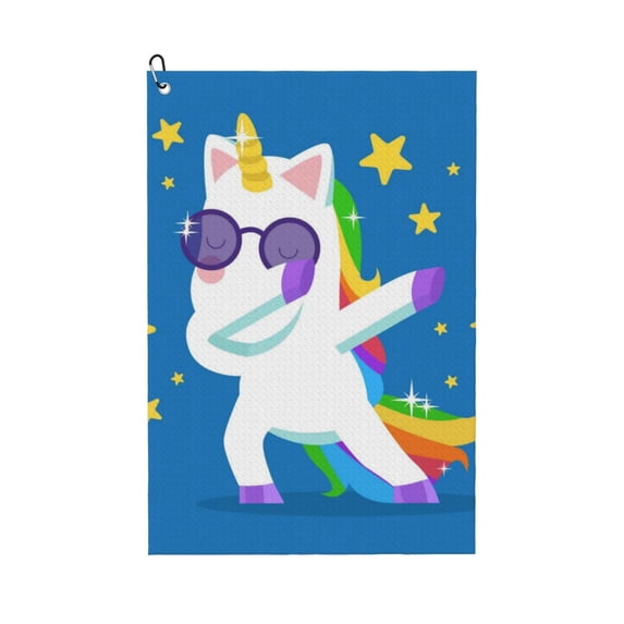 Vsdgher Cool Unicorn Star Golden Print Golf Towel Golf Gift for Men and Women Golf Towel with Carabiner Clip to Quickly Remove Sand, Mud, Dirt and Sweat