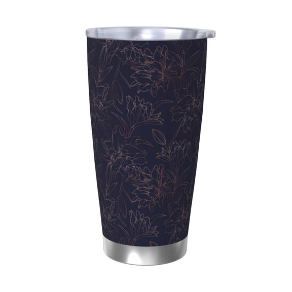 Vsdgher Copper-Gold Gloss Outline Flower1 20 Oz Stainless Steel Vacuum Insulated, Travel Mug Coffee Cup for Home, Office, Outdoor Works Great for Ice Drinks and Hot Beverage -Without Straw