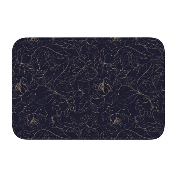 Vsdgher Copper-Gold Gloss Outline Peony Hem Mat 40x60 - Multipurpose Doormat for Indoor & Outdoor Use - Welcome Your Guests with our Entrance Mat