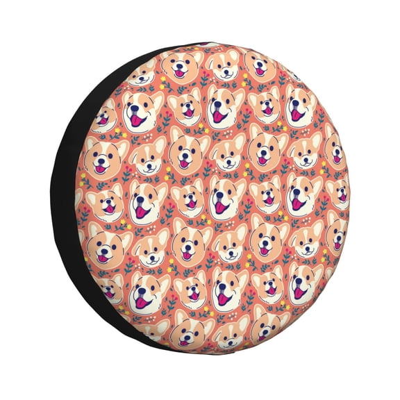 Vsdgher Corgi Head with Floal for Spare Tire Cover, Tire Wheel Protector Wheel Cover Fit for Truck,Trailer,RV,SUV,Camper and Most Vehicle-16 inch