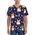 thumbnail image 1 of Vsdgher Corgi Lying With Moons And Stars Mens T-Shirts Baseball Vintage Fashionable Lightweight Casual Crew Neck Slim Fit with Long Sleeves-Large, 1 of 7