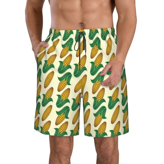 Vsdgher Corn 8 Men's Beach Shorts, Surfing shorts, Swim trunks, Quick Dry Swim Trunks for Surfing Beach Fun -Small