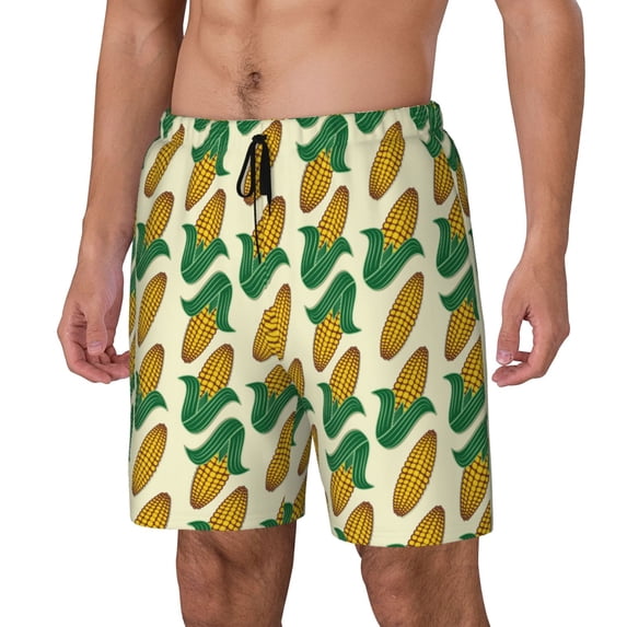 Vsdgher Corn for Mens Swim Trunks with Compression Liner Swim Shorts Swim Suits Board Shorts-Medium