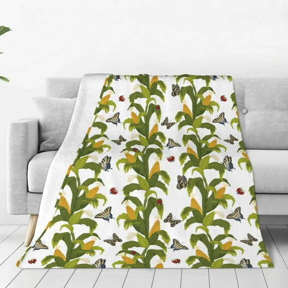 Vsdgher Corn And Butterflies Ultra-Soft Micro flannel Blanket Throw Blankets for Couch Sofa, Bed (4 sizes)-60"x50"