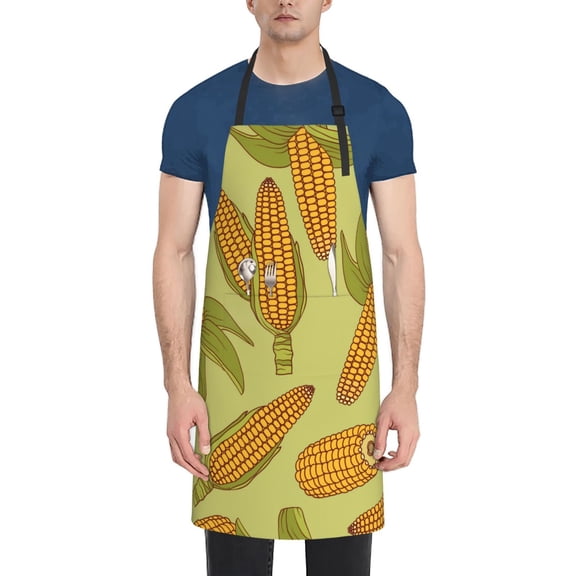Vsdgher Corn Waterproof Apron with 2 Pockets Kitchen Chef Aprons Bibs for Grooming Cooking Baking Painting Gardening