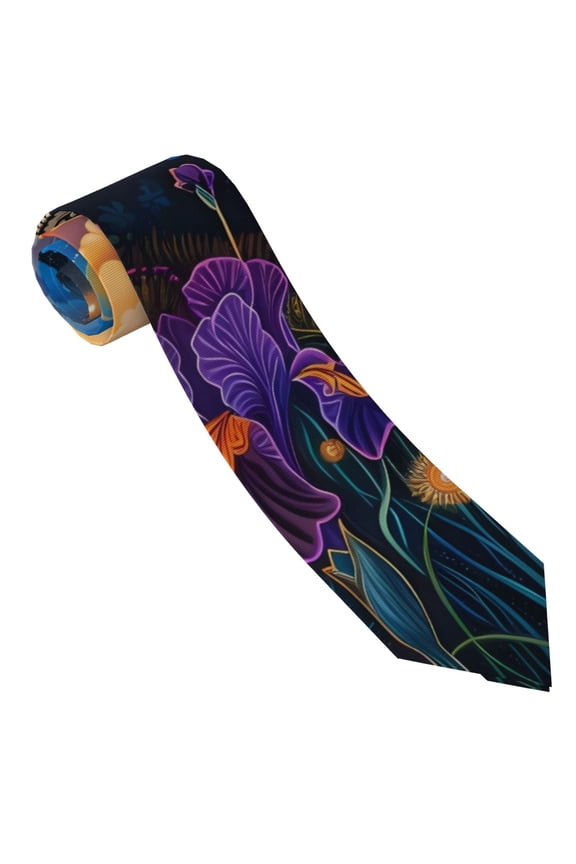 Cosmic Irises At Twilight Print Ties for Men 4.7" Formal Necktie Wedding Accessory Men's Business Ties for Wedding Bussiness Work
