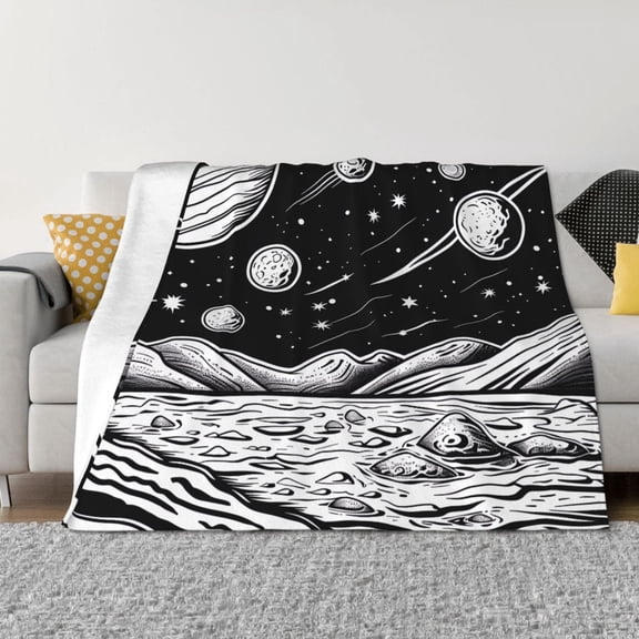 Vsdgher Cosmic Landscape Celestial Art Pattern Fleece Throw Blanket, Horizontal Fleece Bedding Home Decor for Couch & Bed All Season Use -60"x50"