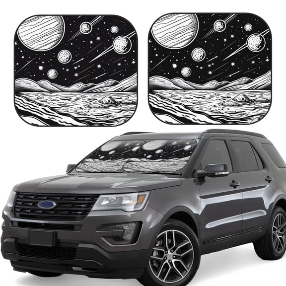 Vsdgher Cosmic Landscape Celestial Art Print Car Windshield Sun Shade, Reflective Sunshade Window Sunshade Sun Visor Protector Fit for Cars,Trucks,SUVs-Large