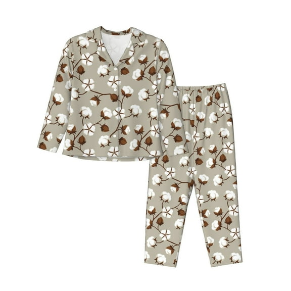 Vsdgher Cotton Tree Pajamas Set Long Sleeve Sleepwear Womens Button Down Nightwear Pj Sets-XX-Large