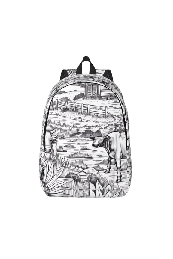 Country Farm Scene Print Canvas Backpack Travel Rucksack Unisex Knapsack 15.7/17.7Inch Laptop Backpack for Work,College -Medium
