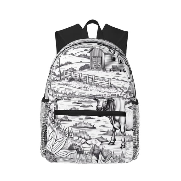 Vsdgher Country Farm Scene Unisex Large Capacity Bookbag, Schoolbag, Casual Daypack for High School, College, Teens, Travel, Work