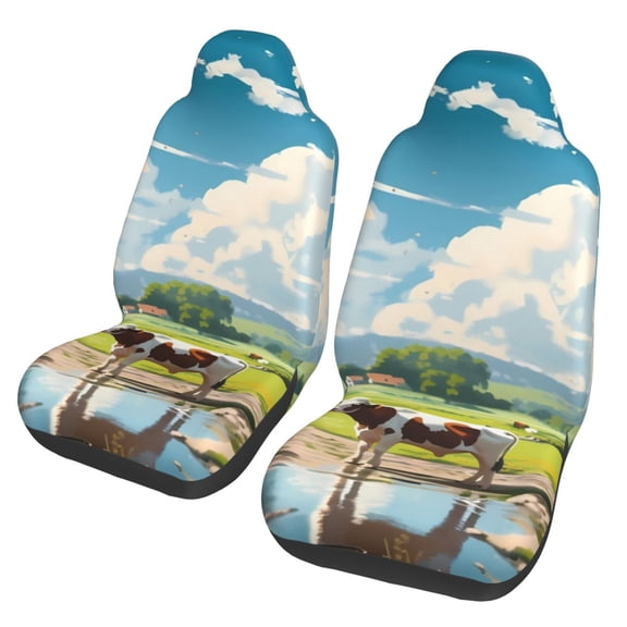 Vsdgher Countryside Farm Cow Automotive Seat Covers for Cars Trucks and SUVs  Car Seat Covers for Truck Seat Protectors Set of 2