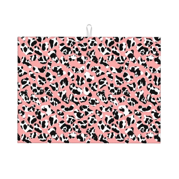Vsdgher Cow Animal Skin Dish Drying Mat Super Absorbent Drying Mat Large Dish Drying Mats for Kitchen Counter Kitchen Drying Mat 24" x 18"