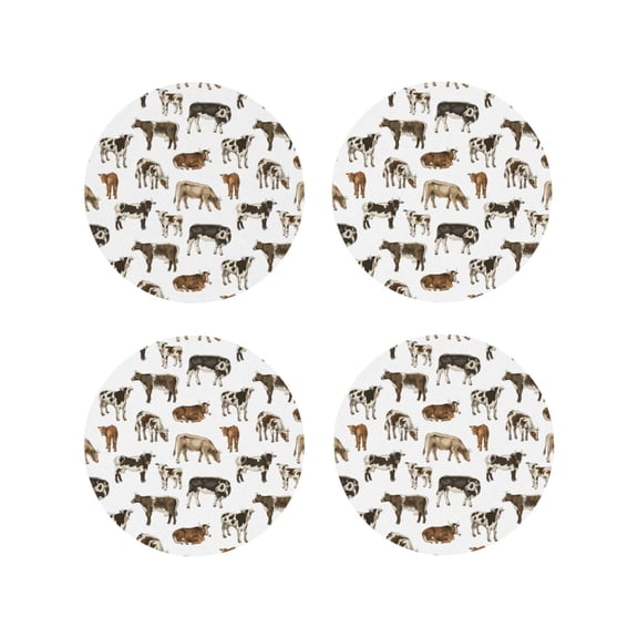 Vsdgher Cow Leather Coasters for Drinks, Durable Drink Coasters 4 Set for Tabletop Protection, Luxurious Home Décor and Housewarming Gift ( {designName})Round Shape