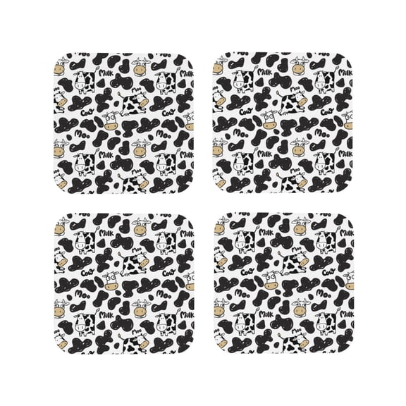 Vsdgher Cow Leather Coasters for Drinks, Durable Drink Coasters 4 Set for Tabletop Protection, Luxurious Home Décor and Housewarming Gift ( {designName})Square