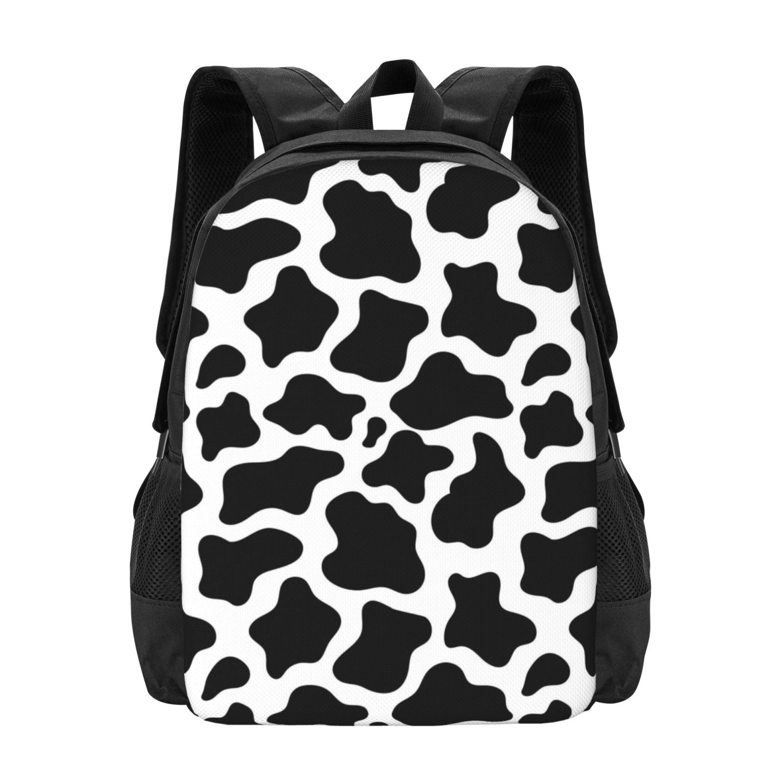 Vsdgher Cow Print Black White Print Backpack for Women Men School Bookbag with Laptop Compartment for College Work Travel, Simple Fashion Casual Daypack, Fit 15" Laptop