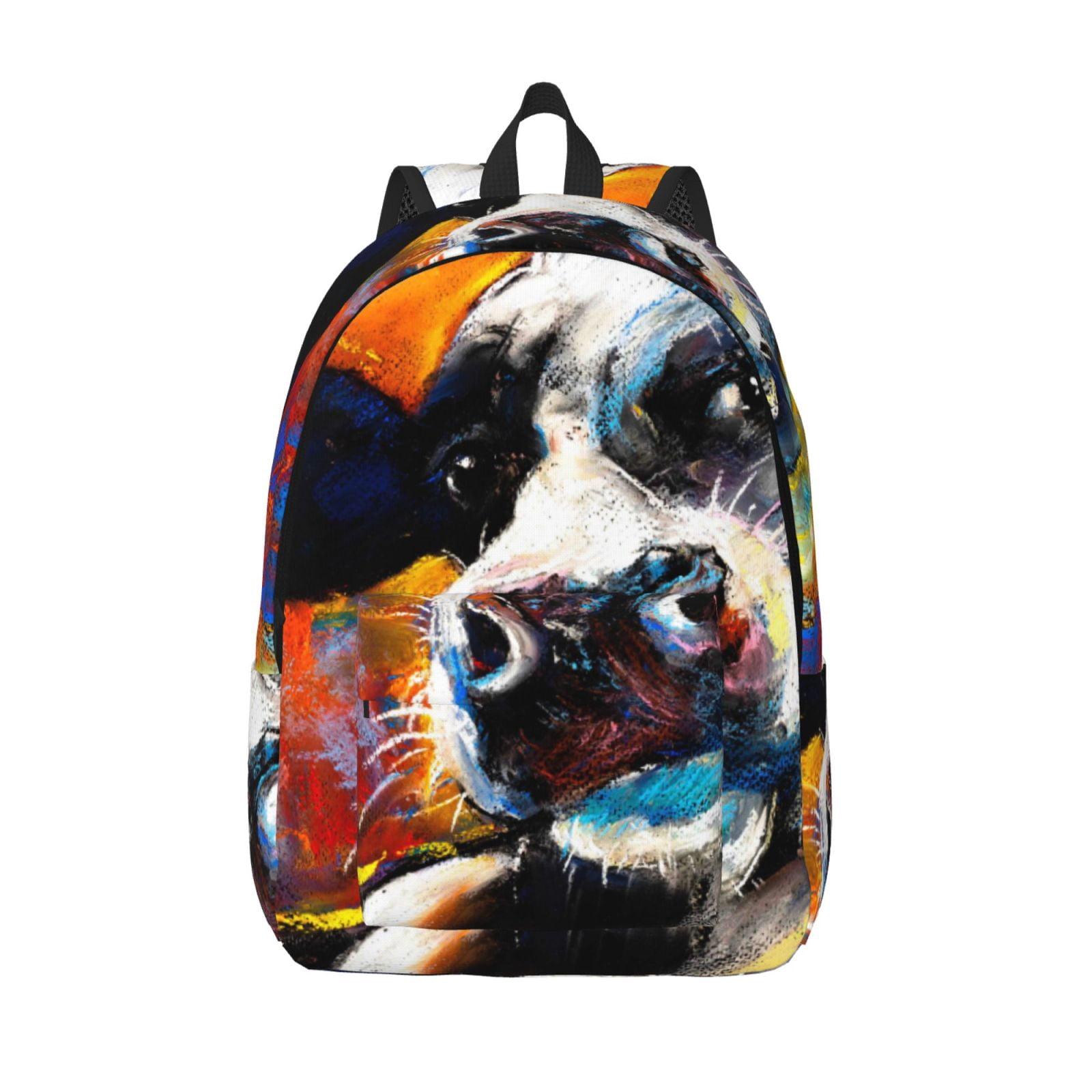 Vsdgher Cow Print Canvas Backpack Travel Rucksack Unisex Knapsack 15.7/17.7Inch Laptop Backpack for Work,College -Medium