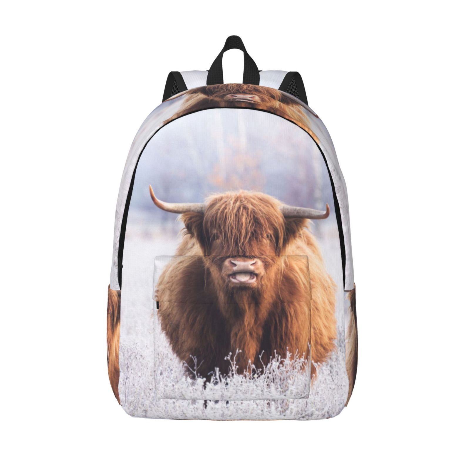 Vsdgher Cow Print Canvas Backpack Travel Rucksack Unisex Knapsack 15.7/17.7Inch Laptop Backpack for Work,College -Medium