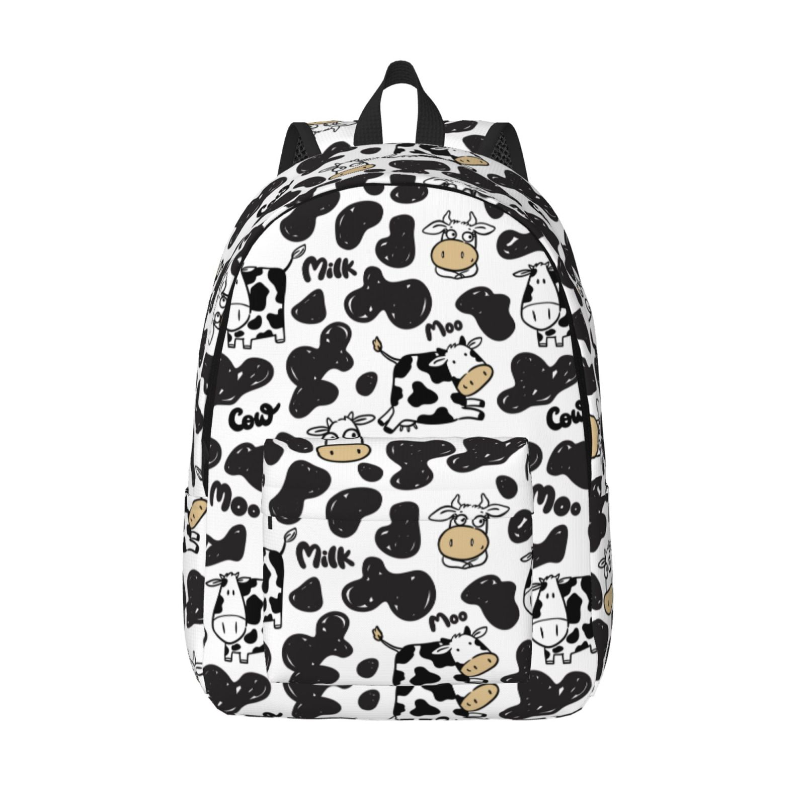Vsdgher Cow Print Canvas Backpack Travel Rucksack Unisex Knapsack 15.7/17.7Inch Laptop Backpack for Work,College -Small