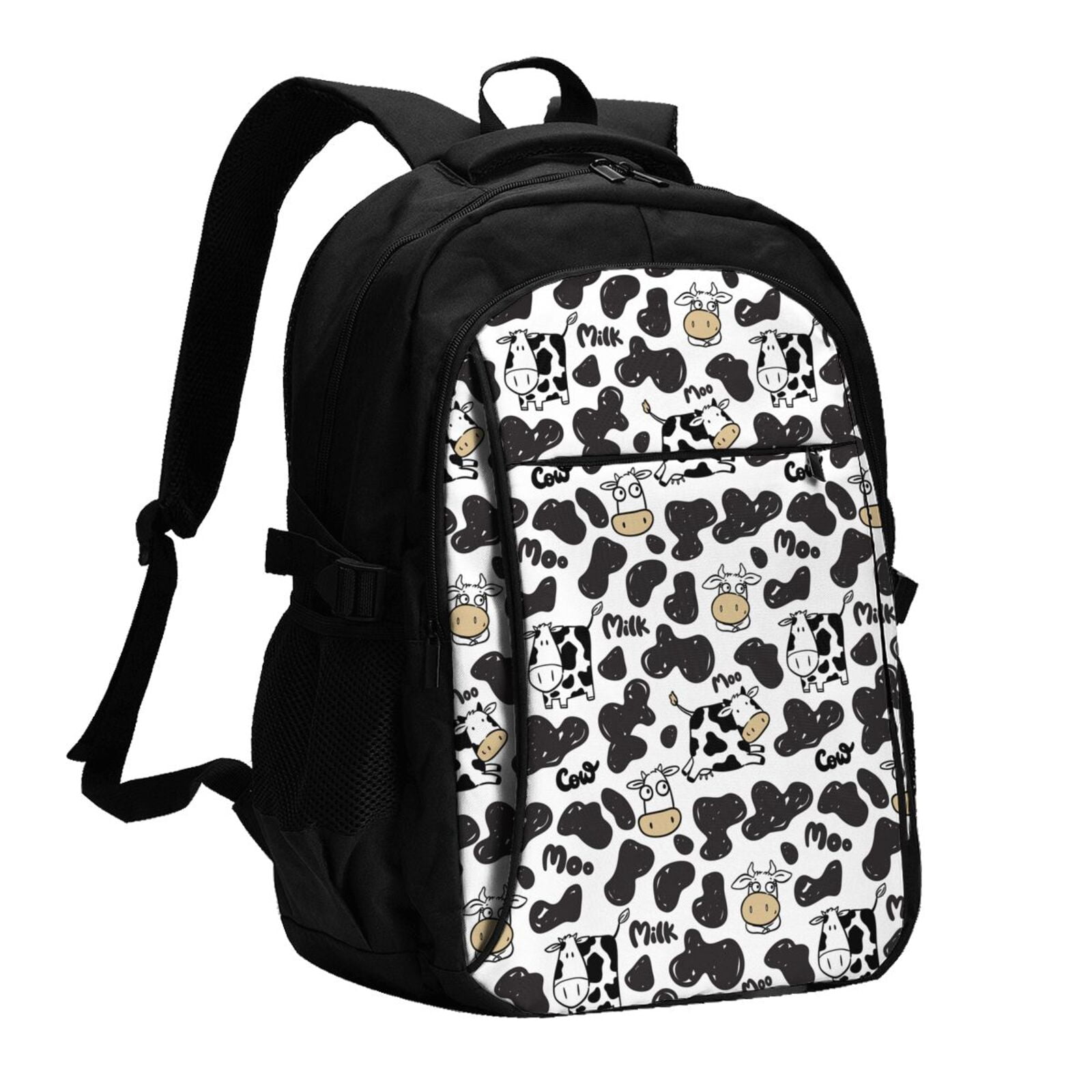Vsdgher Cow Print Travel Laptop Backpack, Laptops Backpack with USB Charging Port, Water Resistant Computer Bag Gift for Men & Women