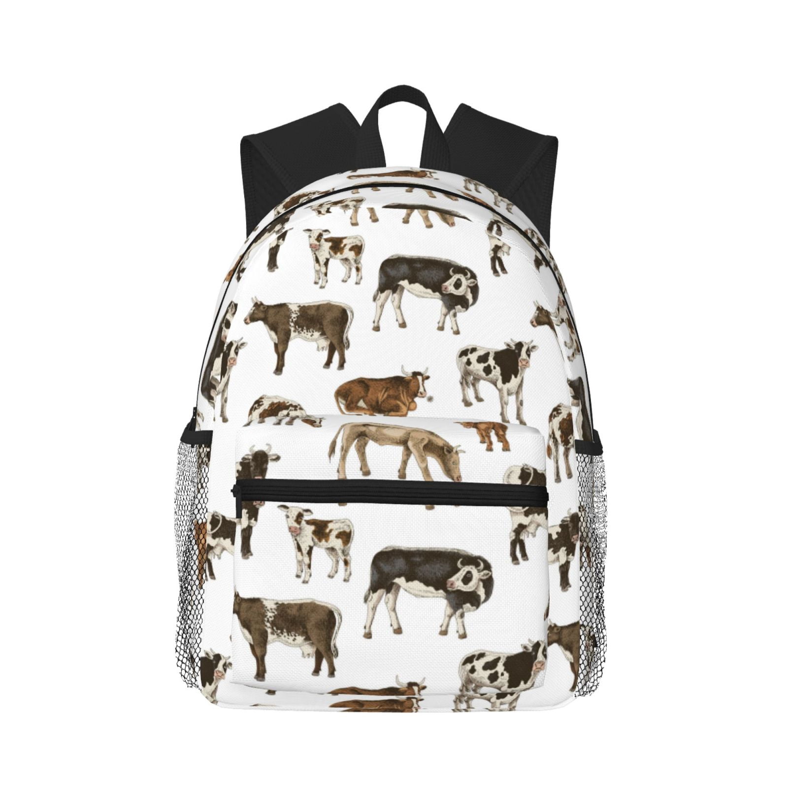 Vsdgher Cow Print Unisex Large Capacity Bookbag Schoolbag Casual Daypack for High School/College/Teens/Travel/Work