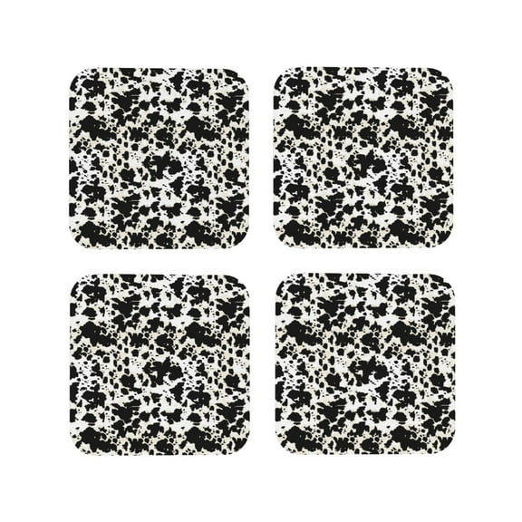 Vsdgher Cow Skin 1 Leather Coasters for Drinks, Durable Drink Coasters 4 Set for Tabletop Protection, Luxurious Home Décor and Housewarming Gift ( {designName})Square
