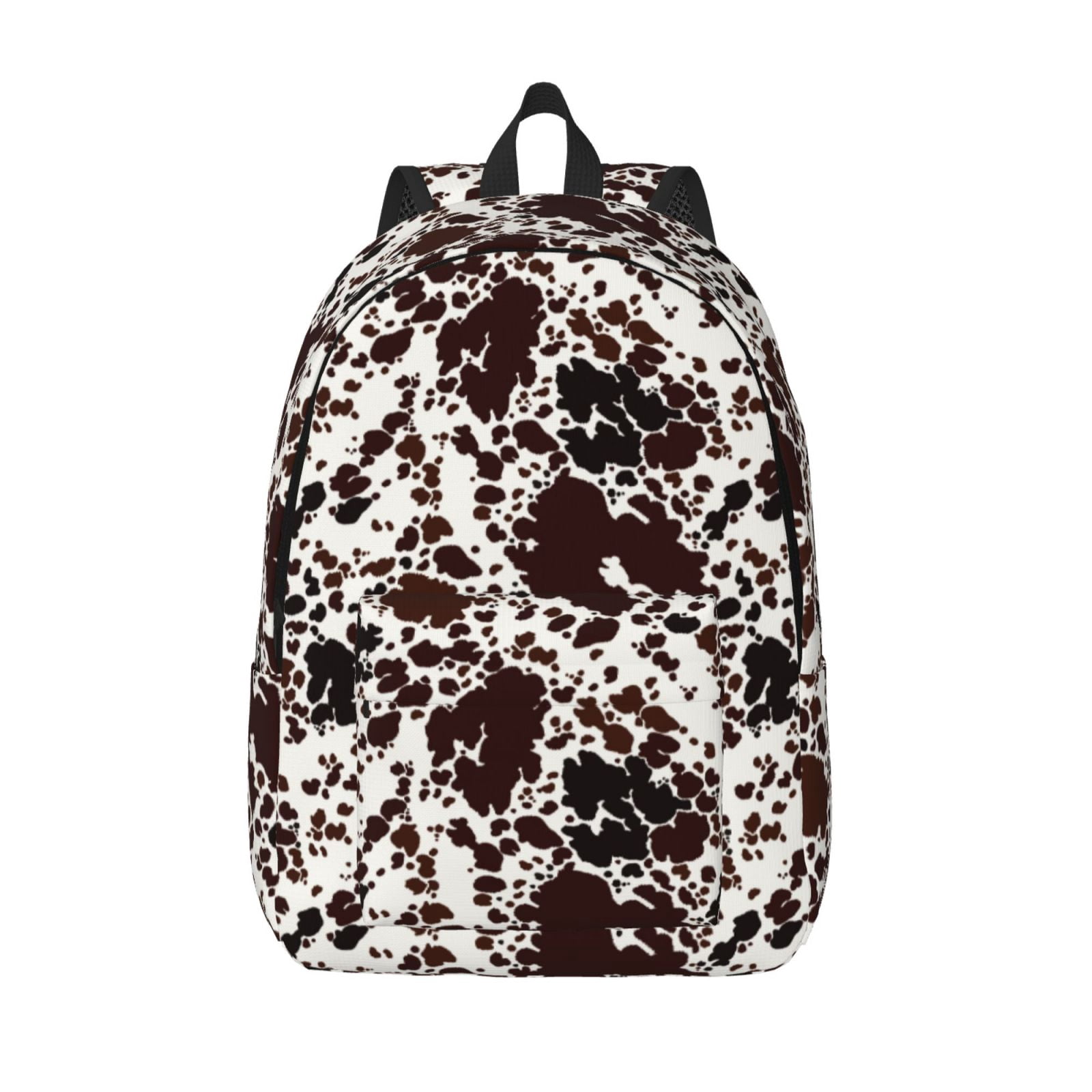Vsdgher Cow Skin Print Canvas Backpack Travel Rucksack Unisex Knapsack 15.7/17.7Inch Laptop Backpack for Work,College -Small