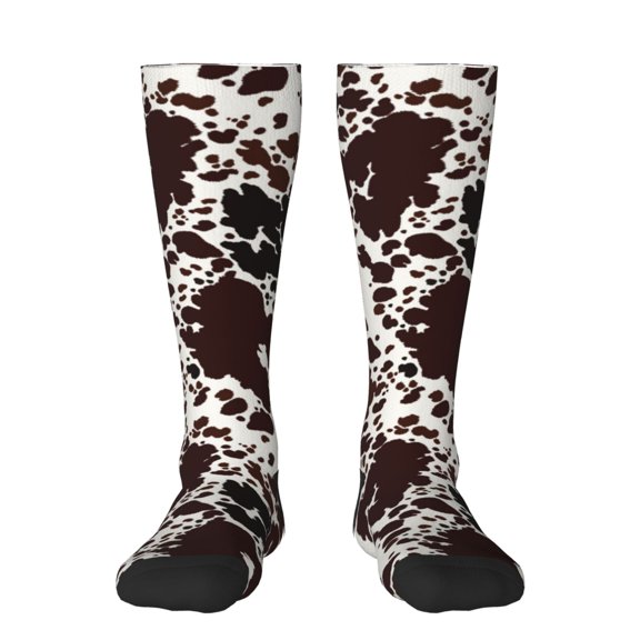 Vsdgher Cow Skin Print Thigh High Socks Extra Long Stretchy Sock Women Over Knee High Opaque Stocking Daily Wear