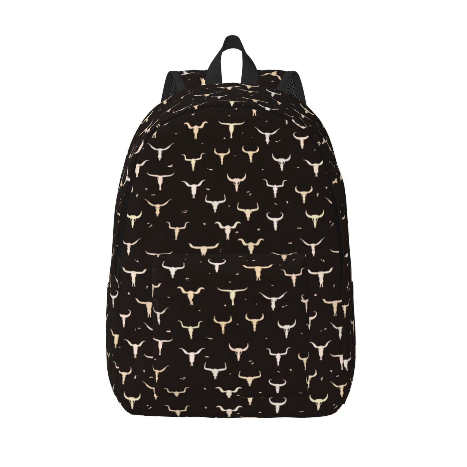 Vsdgher Cow Skulls Print Canvas Backpack Travel Rucksack Unisex Knapsack 15.7/17.7Inch Laptop Backpack for Work,College -Small