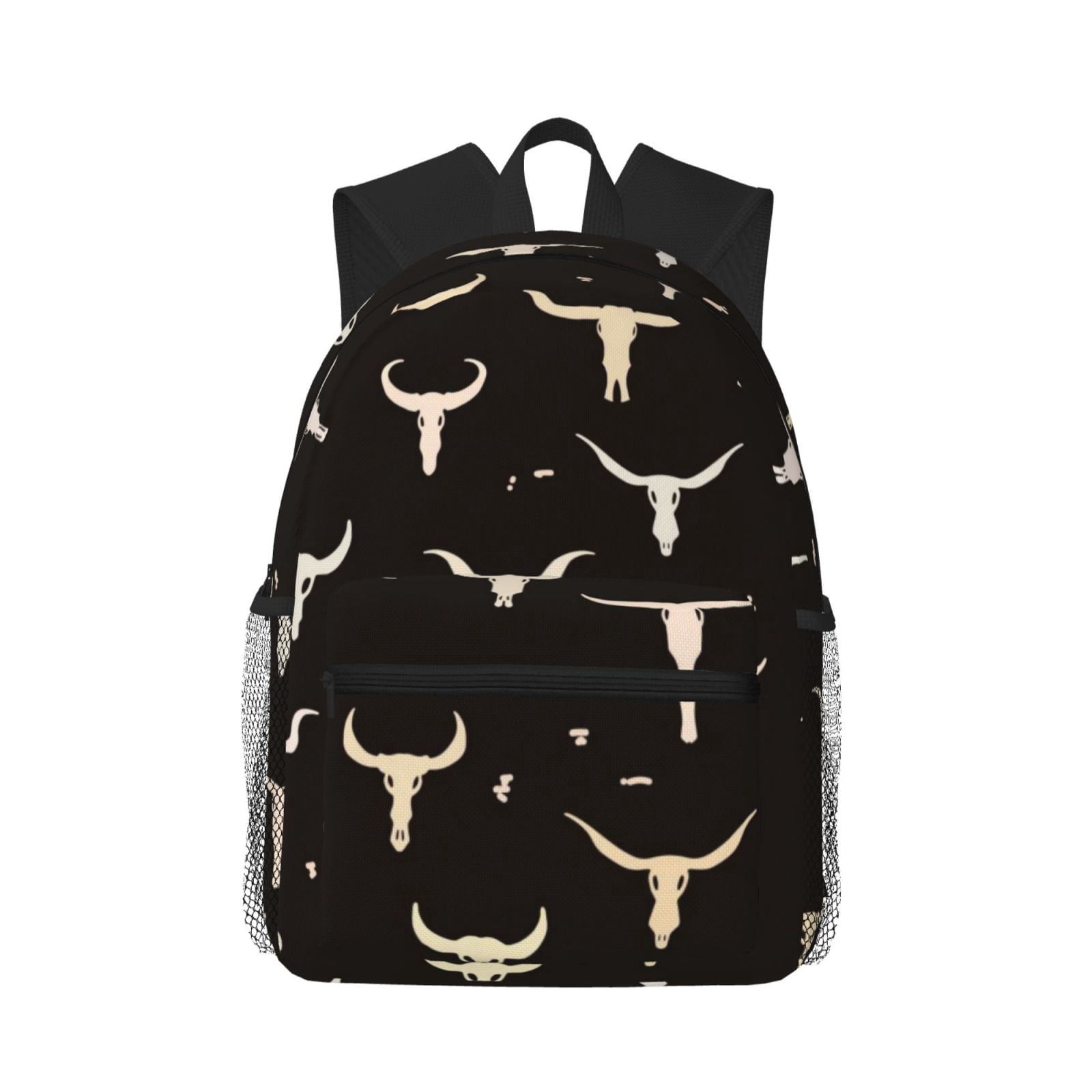 Vsdgher Cow Skulls Print Unisex Large Capacity Bookbag Schoolbag Casual Daypack for High School/College/Teens/Travel/Work