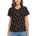 thumbnail image 1 of Vsdgher Cow Skulls Women Shirts V Neck Short Sleeve Tops T-Shirt Basic Tees, S to 3XLLarge, 1 of 5