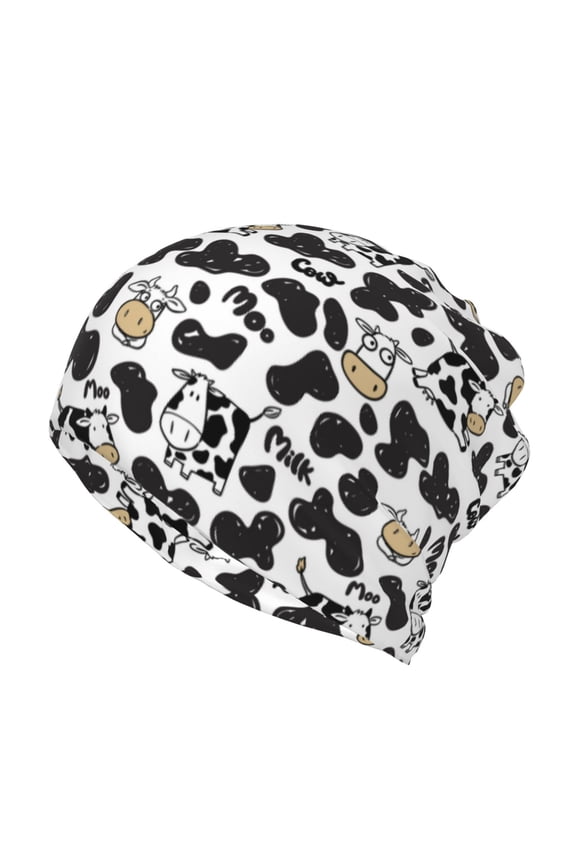 Cow Slouchy Beanie Hat for Men/Women, Skull Cap Chemo Cap Night Sleeping Cap