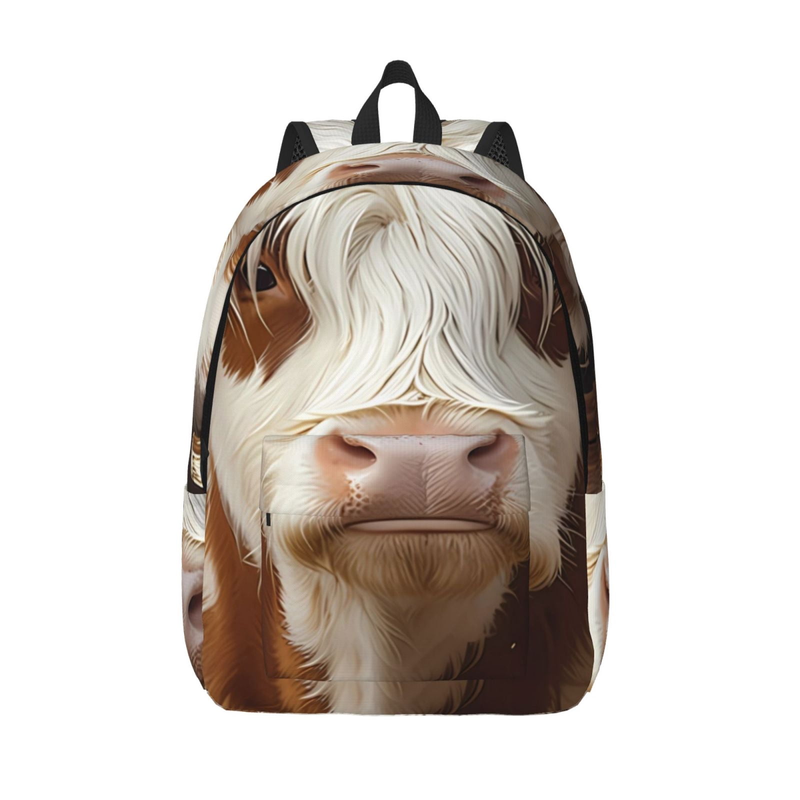 Vsdgher Cow With Butterflies Print Canvas Backpack Travel Rucksack Unisex Knapsack 15.7/17.7Inch Laptop Backpack for Work,College -Medium