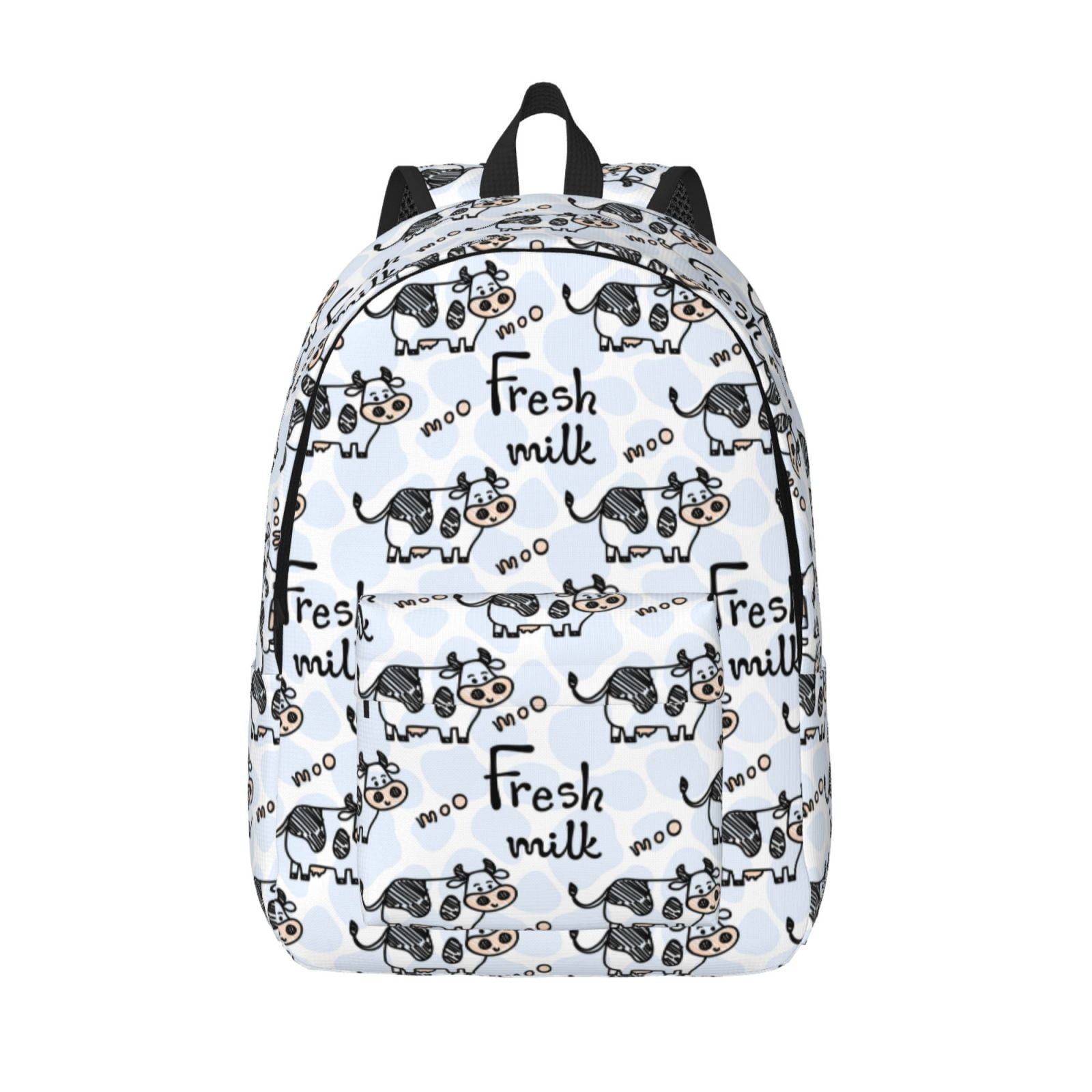 Vsdgher Cow With Fresh Milk Print Canvas Backpack Travel Rucksack Unisex Knapsack 15.7/17.7Inch Laptop Backpack for Work,College -Medium