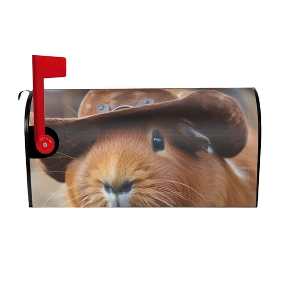 Vsdgher Cowboy Hat Guinea Pig Mailbox Cover Magnetic Mailbox Wraps Post Letter Box Cover for Garden Yard Home Decor 2 Sizes-21x18 in