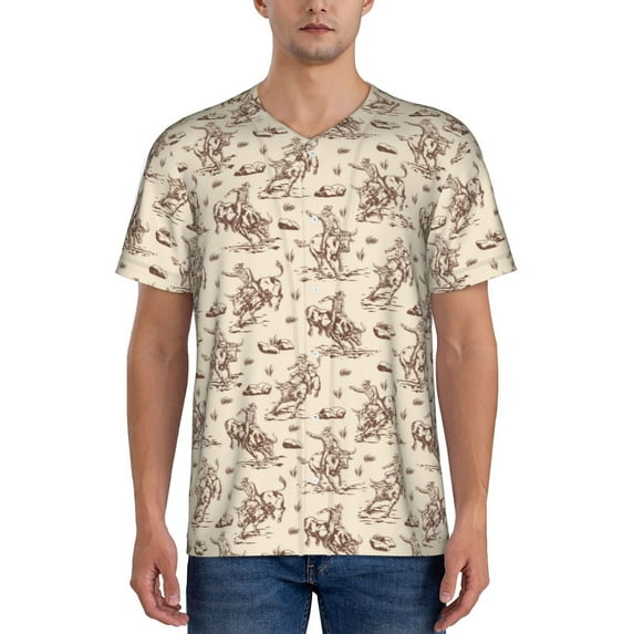 Vsdgher Cowboy Sitting On Cow Back Mens T-Shirts Baseball Vintage Fashionable Lightweight Casual Crew Neck Slim Fit with Long Sleeves-3X-Large