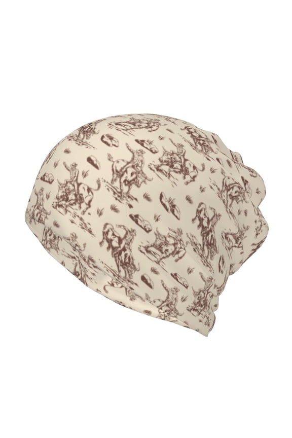 Cowboy Sitting On Cow Back Slouchy Beanie Hat for Men/Women, Skull Cap Chemo Cap Night Sleeping Cap
