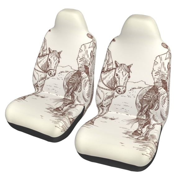 Vsdgher Cowboys Riding Horses In Desert Automotive Seat Covers for Cars Trucks and SUVs Car Seat Covers for Truck Seat Protectors Set of 2