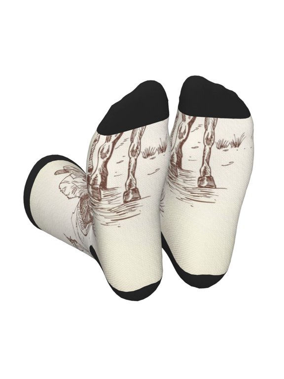 Cowboys Riding Horses In Desert Unisex Crew Socks Lightweight Breathable Ventilation Ankle Socks, Mid-calf socks for Daily