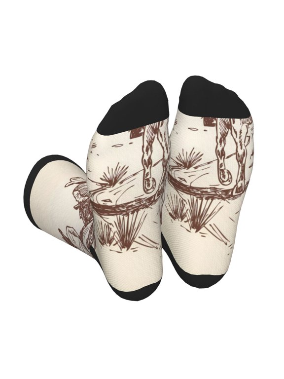 Cowboys Riding Horses Unisex Crew Socks Lightweight Breathable Ventilation Ankle Socks, Mid-calf socks for Daily