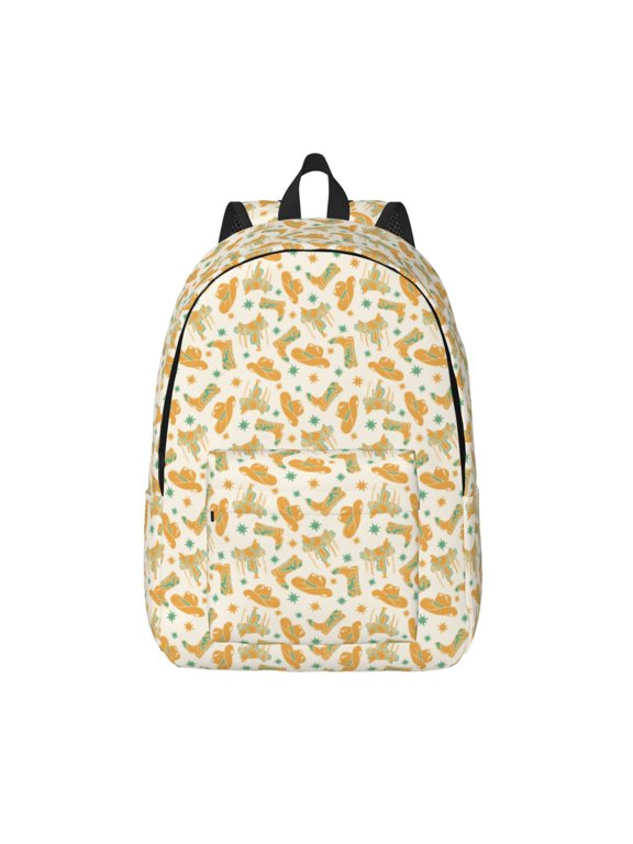Cowgirl Boots 3 Print Canvas Backpack Travel Rucksack Unisex Knapsack 15.7/17.7Inch Laptop Backpack for Work,College -Medium