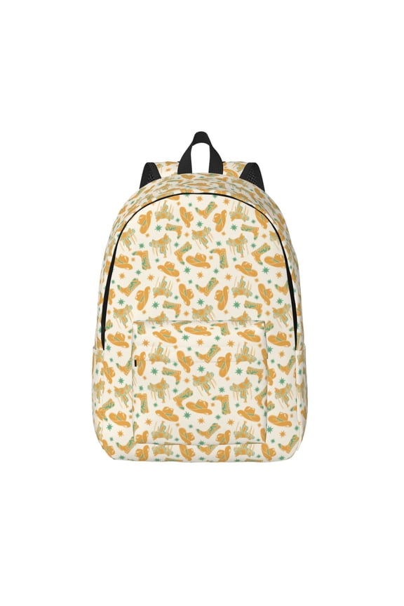 Cowgirl Boots 3 Print Canvas Backpack Travel Rucksack Unisex Knapsack 15.7/17.7Inch Laptop Backpack for Work,College -Medium