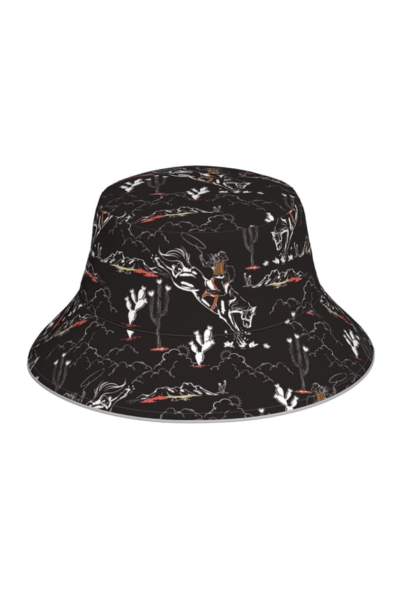 Cowgirl In Desert Print Bucket Hat for Men&Women Bucket Hat Reversible Summer Double-Side-Wear Travel Gardening, Beach, Camping, Hiking, Fishing Cap