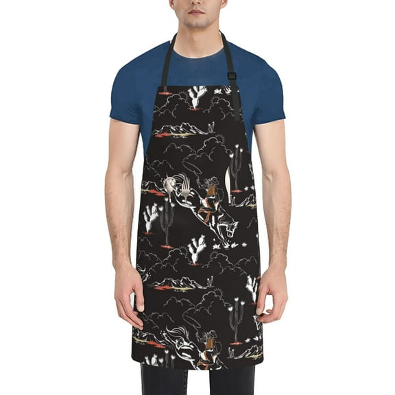 Vsdgher Cowgirl In Desert Waterproof Apron with 2 Pockets Kitchen Chef Aprons Bibs for Grooming Cooking Baking Painting Gardening