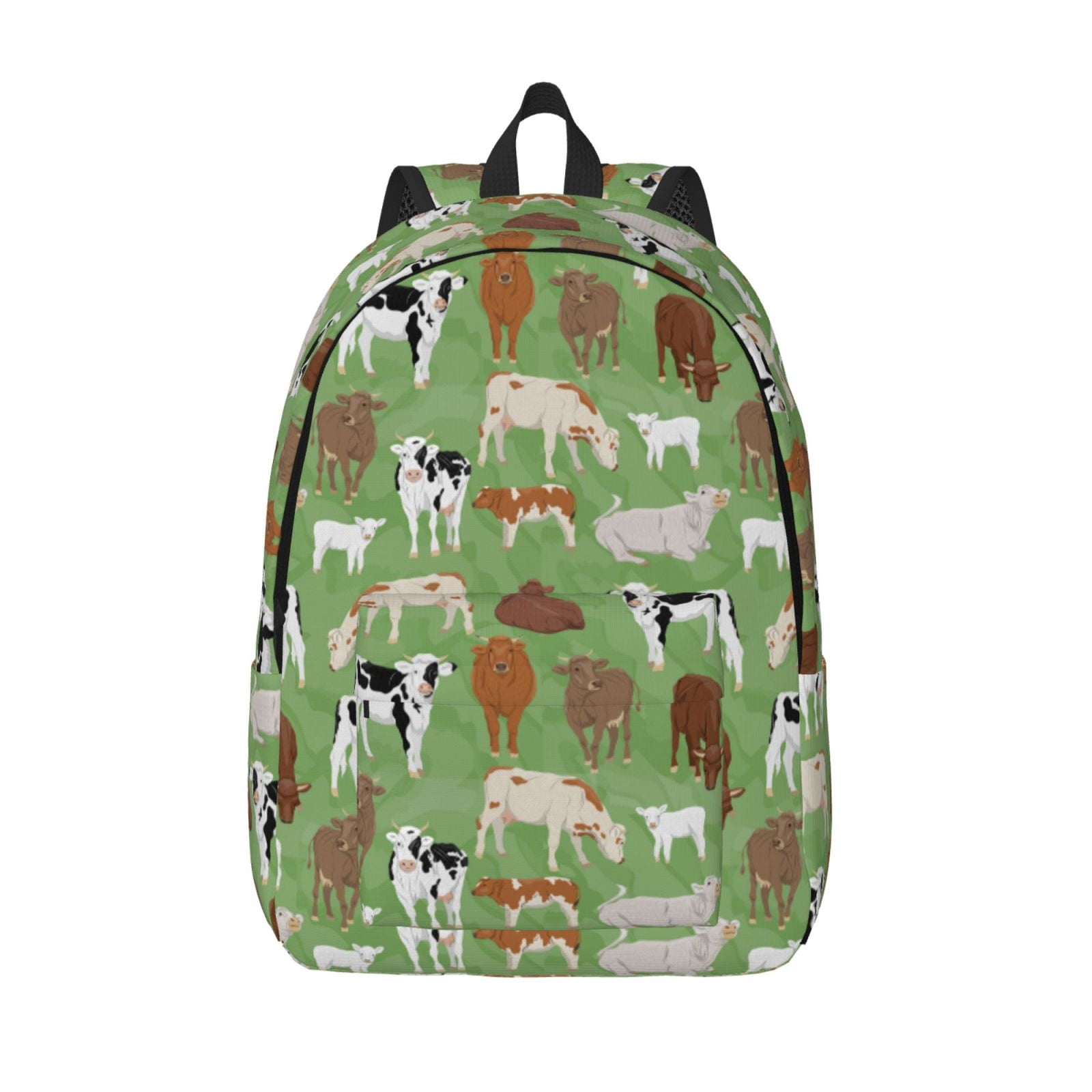 Vsdgher Cows And Calves Print Canvas Backpack Travel Rucksack Unisex Knapsack 15.7/17.7Inch Laptop Backpack for Work,College -Small