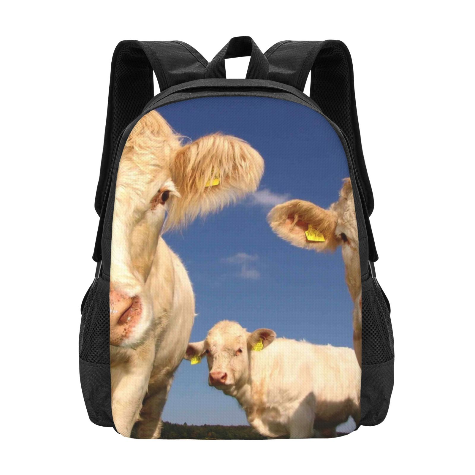 Vsdgher Cows Cattles Print Backpack for Women Men School Bookbag with Laptop Compartment for College Work Travel, Simple Fashion Casual Daypack, Fit 15" Laptop