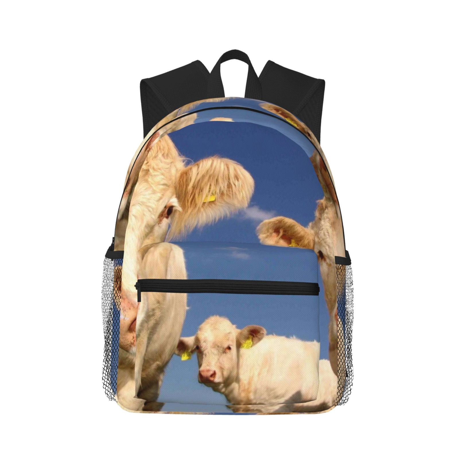 Vsdgher Cows Cattles Print Unisex Large Capacity Bookbag Schoolbag Casual Daypack for High School/College/Teens/Travel/Work