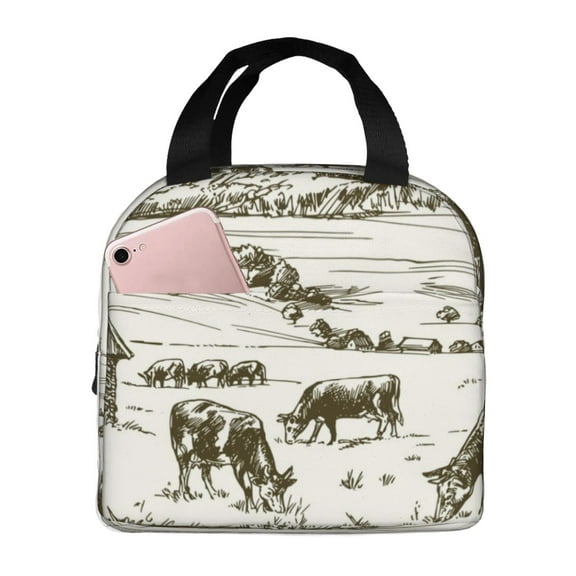 Vsdgher Cows Grazing On The Meadow 1 Lunch Bag, Lunch Box for Women Adult Men, Lunch Tote Insulated Cooler Lunch Container for Work/Office/Picnic/Travel