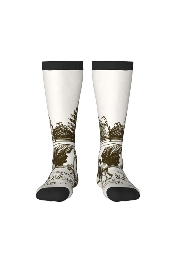Cows Grazing On The Meadow Knee Socks, High Socks Long Stretchy Sock Women Knee High Stocking, Long Socks for Women